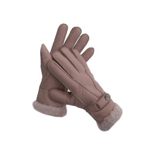 Finger Handschuhe aus Nappaleder mit Lammfell gefüttert Pink S