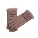 Finger Handschuhe aus Nappaleder mit Lammfell gefüttert Pink S