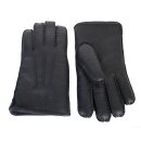 Finger Handschuhe LUX NAPPA Merino Lammfell mit Nappaleder Schwarz S
