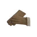 Finger Handschuhe aus Lammfell mit Veloursleder Beige S (7) Handumfang ca.17cm