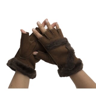 Handschuhe Fingerhandschuhe (fingerlos) Braun XS (6) Handumfang ca.15cm